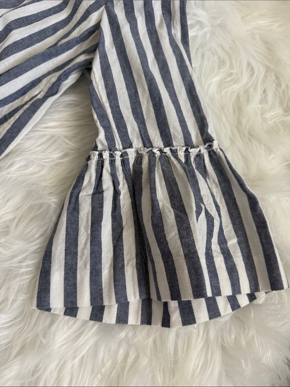 Zara Blue & White Striped Bell Sleeve Open Front Jacket | Size Medium - Picture 7 of 8